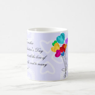 En bukett hjärtformade papperballonger kaffemugg
