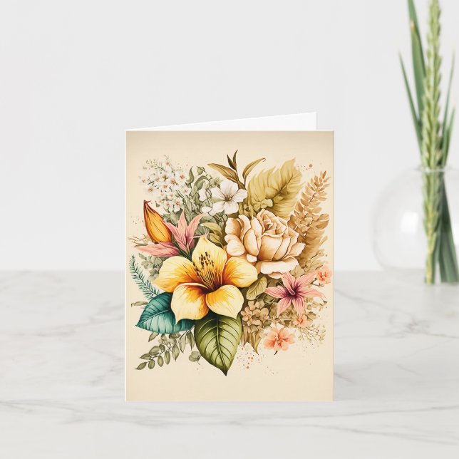 En bukett med gula blommor för din valentin helgkort (Framsida)