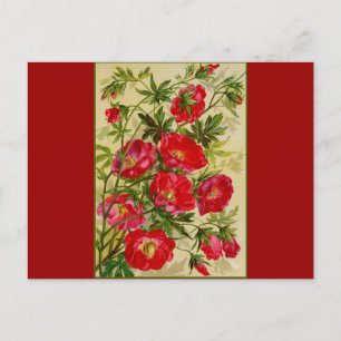 En bukett röda blommor vykort
