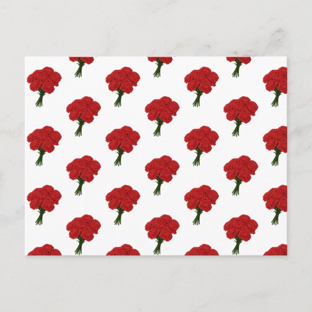 En bukett röda nejlikor – elegant romantisk konst vykort (Framsida)