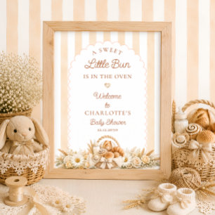 En bulle i ugnen bageri baby shower välkomstskylt poster