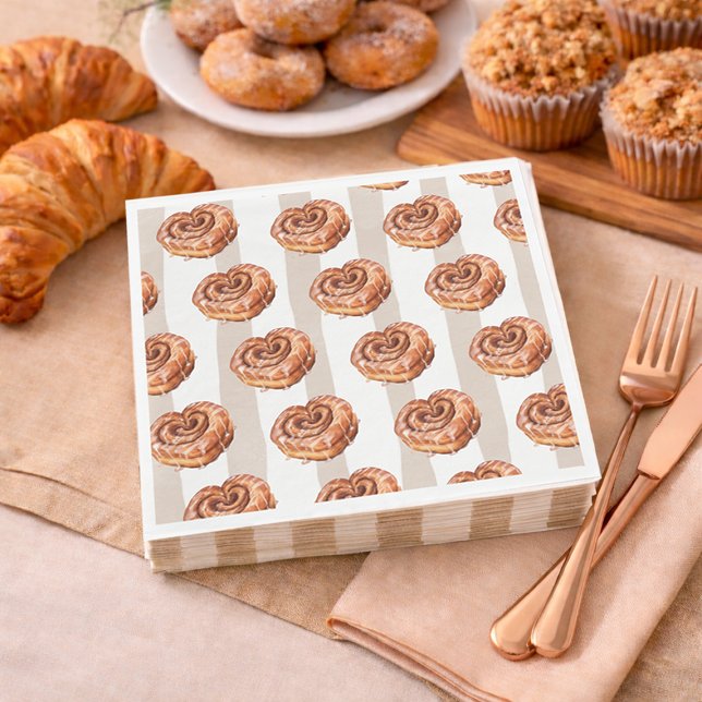 En bulle i ugnen Cinnamon Roll tema baby shower Pappersservett (A Bun in the Oven Cinnamon Roll Theme Baby Shower Napkins)