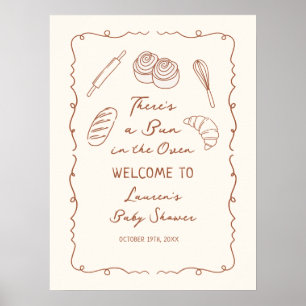 En bun i Oven Bakery Baby Shower Välkommen Poster