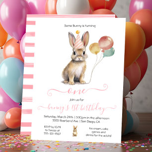 En Bunny 1:a Påsk Vår Födelsedagsfest Inbjudningar