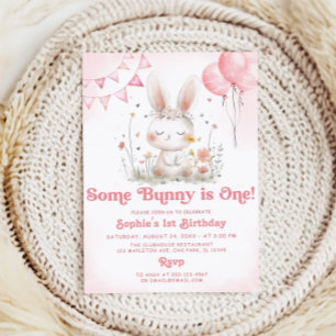 En Bunny är 1:a födelsedag Party Inbjudningar