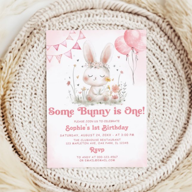 En Bunny är 1:a födelsedag Party Inbjudningar (Skapare uppladdad)
