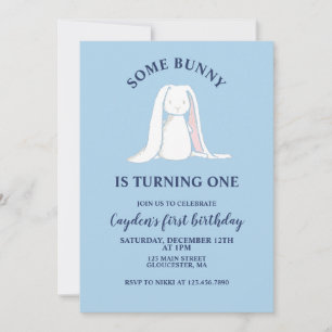 En Bunny är en blå inbjudan till första födelsedag