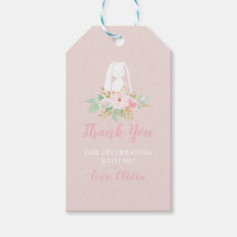 En Bunny är en Blommigt första födelsedag Tack