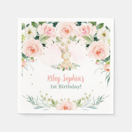 En Bunny är en Blommigt Rosa ros Rabbit Party Pappersservett