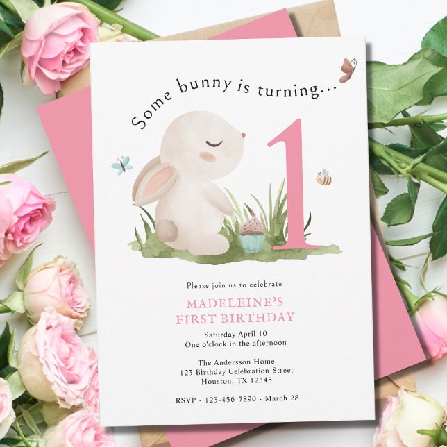 En Bunny är en inbjudan på första födelsedagen (Skapare uppladdad)
