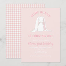 En Bunny är en Rosa första födelsedagsinbjudan