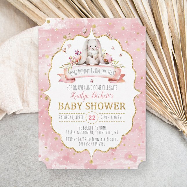 En Bunny är på väg! Påsk Baby Shower Inbjudningar (Skapare uppladdad)