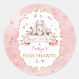 En Bunny är på väg! Påsk Baby Shower Runt Klistermärke