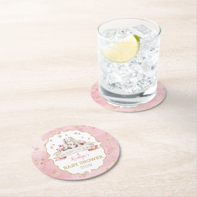 En Bunny är på väg! Påsk Baby Shower Underlägg Papper Rund (Insitu)