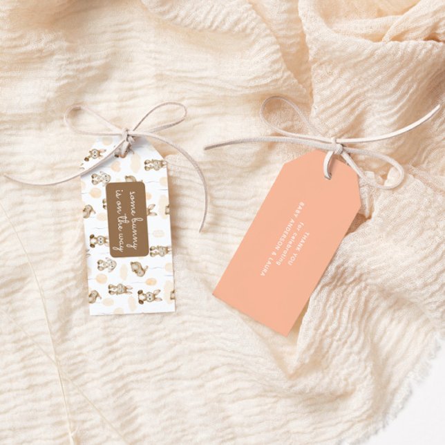 En Bunny är på vägen mot en neutral babyskare. Presentetikett (Skapare uppladdad)