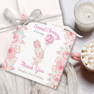 En Bunny är TWO! Flickans Rosa 2:a födelsedag Gåvor Etiketter