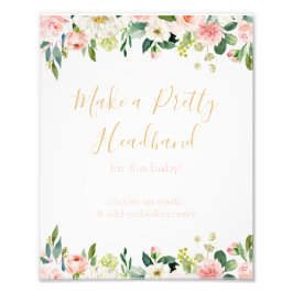 En Bunny Baby Shower gör ett headband-tecken Fototryck