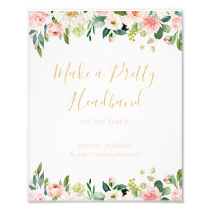 En Bunny Baby Shower gör ett headband-tecken Fototryck