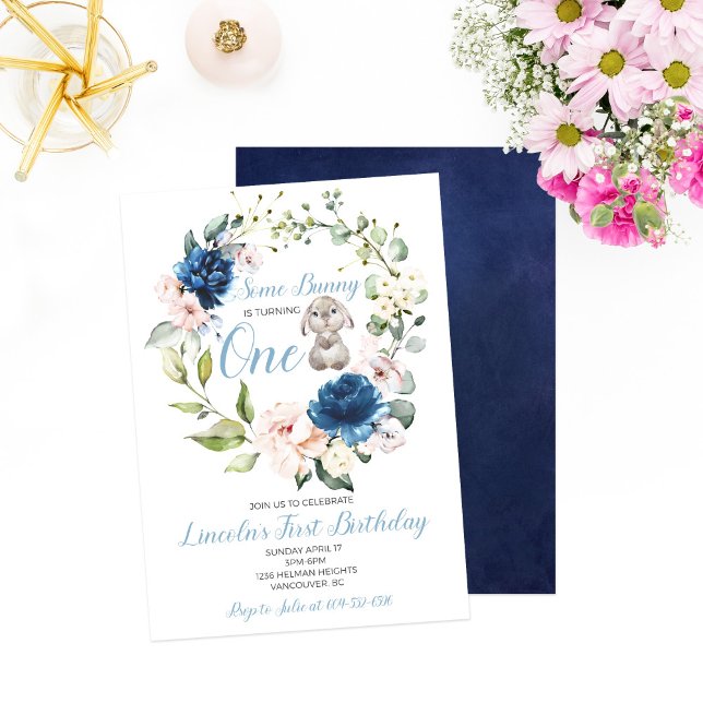 En Bunny gör en pojkes första födelsedag Inv Inbjudningar (Skapare uppladdad)