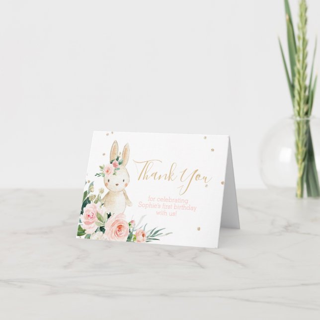 En Bunny gör om en första födelsedag Tack Kort (Framsida)