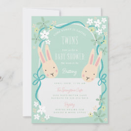 En Bunny har Twillingar Baby Shower Inbjudningar