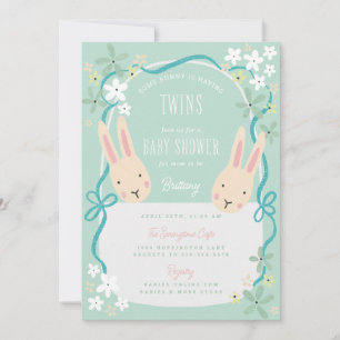 En Bunny har Twillingar Baby Shower Inbjudningar