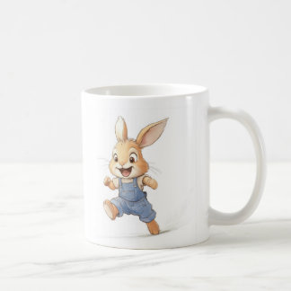 En bunny i ljusa overaller kaffemugg