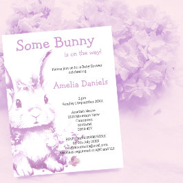 En Bunny kommer med babyskor Inbjudningar