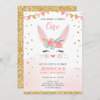 En Bunny Påsk Blommigt Rosa Flickans födelsedag