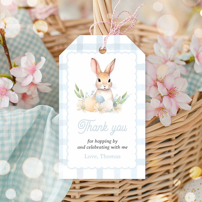 En Bunny Pastel Vår Blue Bunny Birthday Favor Presentetikett (Skapare uppladdad)