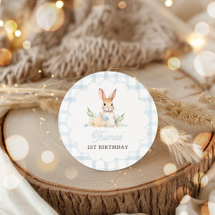 En Bunny Pastel Vår Blue Bunny Birthday Favor Runt Klistermärke