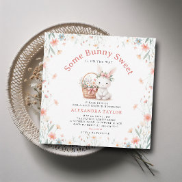 En Bunny Sweet Wildblommor Picnic Baby Shower Inbjudningar