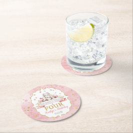 En Bunny Turing Four 4e födelsedagen Underlägg Papper Rund