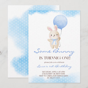 En Bunny Turing One Boy Birthday Inbjudningar