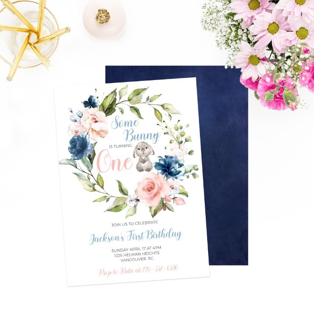 En Bunny Turing One Påsk första födelsedag Inbjudningar (Skapare uppladdad)