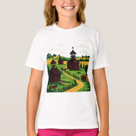 En by avbildad i en illustrationsstil T-Shirt