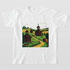 En by avbildad i en illustrationsstil T-Shirt