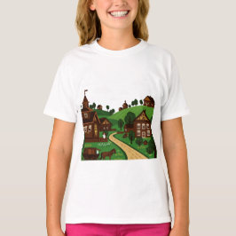 En by ritad i en illustrationsstil T-Shirt