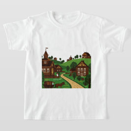 En by ritad i en illustrationsstil T-Shirt