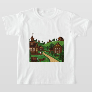 En by ritad i en illustrationsstil T-Shirt