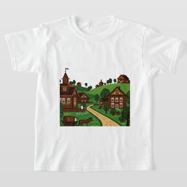 En by ritad i en illustrationsstil T-Shirt (Laydown)