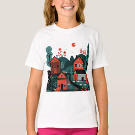 En by ritad i en illustrationsstil T-Shirt