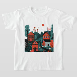En by ritad i en illustrationsstil T-Shirt