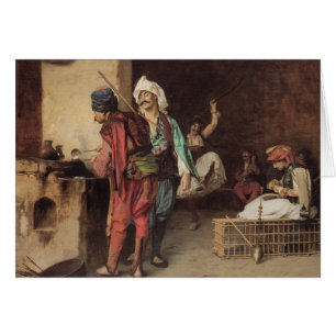 "En Cafe i Cairo" vid Jean Leon Gerome Hälsningskort
