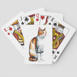 En calicokatt sittande casinokort