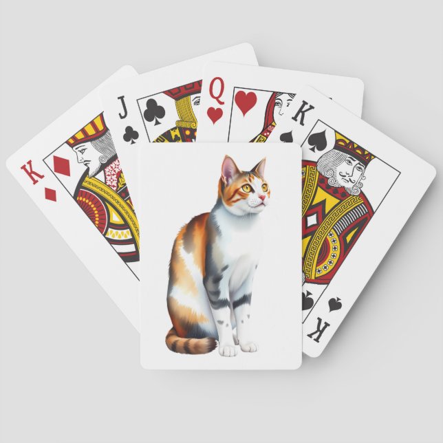 En calicokatt sittande casinokort (Baksidan)