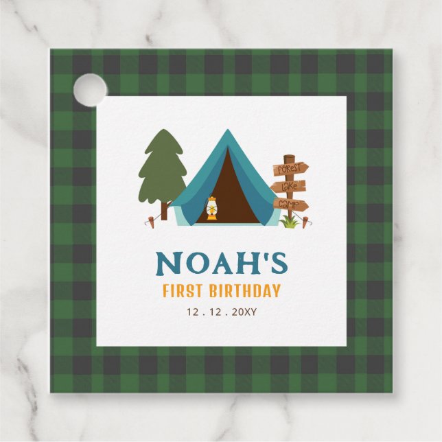 En Camper Boys Lycklig första födelsedag Gåvor Etiketter (Framsida)