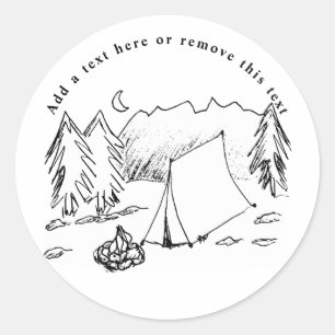 En Camping Scene-skiss Runt Klistermärke