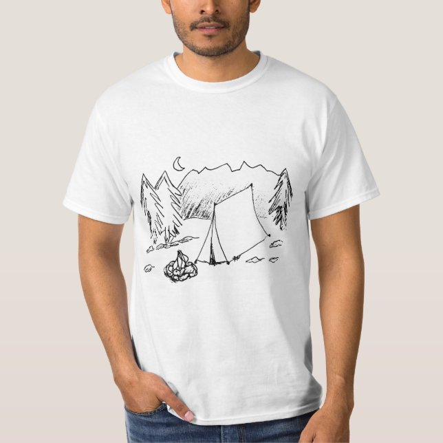 En Camping Scene-skiss T Shirt (Framsida)