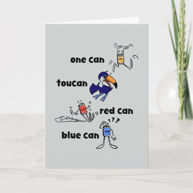 En Can Toucan Röd Can Blå Can Kort (Framsida)